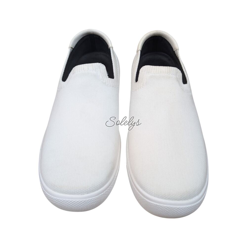 Vessi Boardwalk Slip-On Womens 7 Sail White Gray Waterproof DymaTex Knit Sneaker